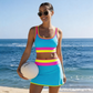 🌼Sportliches 3-teiliges Bikini-Set aus Nylon im Color-Block-Patchwork-Look – Badeanzug mit hoher Taille und figurformender Wirkung