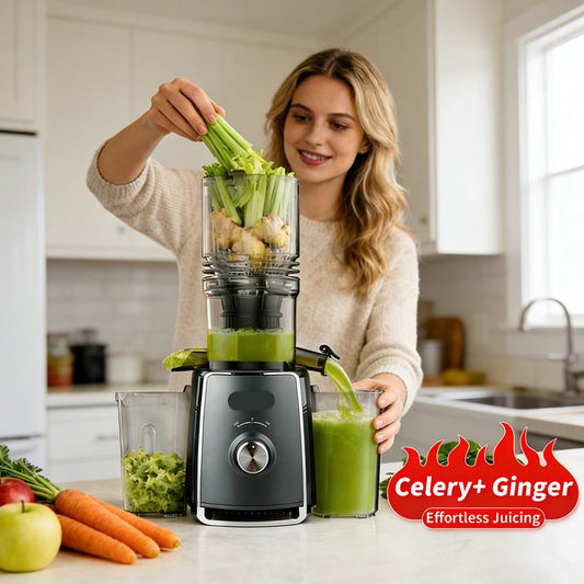 Saftpresse mit Saft-Trennsystem – automatisch, vielseitig & ohne Vorschneiden – ideal für Obst & Gemüse – für Zuhause🍎🥕