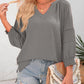 💥Letzter Tag Sonderangebot 49% Rabatt👚Damen 3/4 Laterne Ärmel Casual V-Ausschnitt T-Shirts plizierte lose Hohlbluse