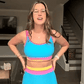 🌼Sportliches 3-teiliges Bikini-Set aus Nylon im Color-Block-Patchwork-Look – Badeanzug mit hoher Taille und figurformender Wirkung