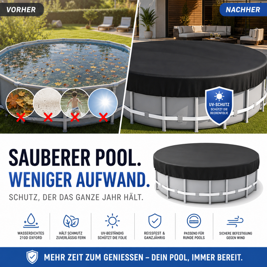 🏊 -50% RABATT | Wasserdichte Poolabdeckung aus 210D Oxford-Gewebe – Robuster Schutz für Aufstellpools