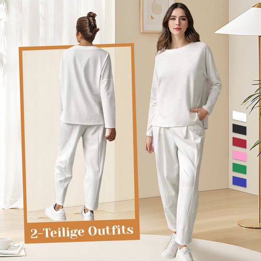 🔥2-teiliges Set mit langärmeligem Oberteil mit Rundhalsausschnitt ＆ Hose💞🔥