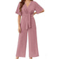 👗 LIMITIERTES ANGEBOT 50% RABATT! ✨ Eleganter V-Ausschnitt Jumpsuit – Weit, Mit Bindeband, Vielseitig 🎀