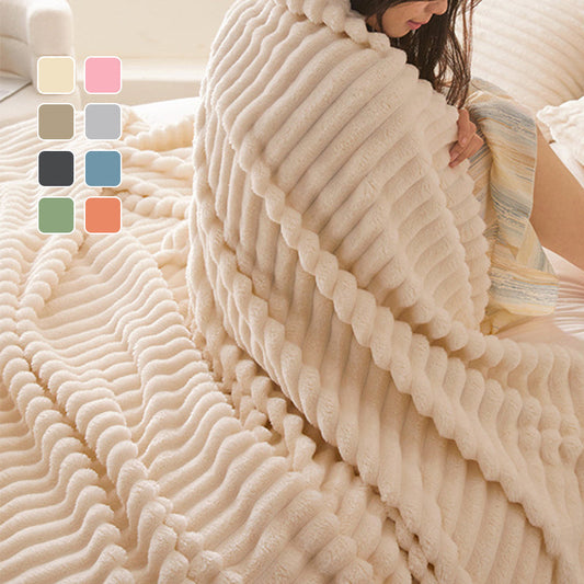 ⏳🔥LIMITED-TIME 50% OFF! ⏰Super Soft Fur Ribbed Fleece Throw Blanket🔥