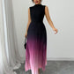 Ombré-Faltenärmelloses Stehkragen-Maxikleid ❤️