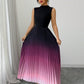 Ombré-Faltenärmelloses Stehkragen-Maxikleid ❤️