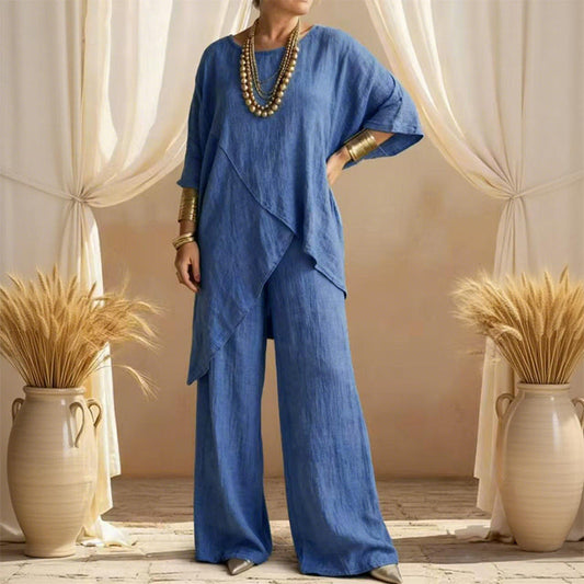 👚 60% RABATT! 💃 Zweiteiliges Damen-Outfit mit Lockerer Passform & Asymmetrischem Oberteil – Trendy Design, Bequem & Vielseitig 🌸