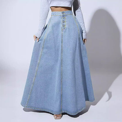 👗 60% RABATT! ✨ Vintage-Jeansrock mit Knopfleiste und A-Linie – Retro-Stil, Verstellbare Passform & Klassischer Denim-Look 💙