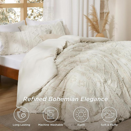 🌞Frühlingserwachen: 50% Rabatt!🛏️ Gemütliches 3-teiliges Bettwäscheset | Boho-Jacquard-Muster | Extrawеich & maschinenwaschbar | Raffinierter Schlafzimmer-Stil