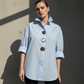 🌞Frühlingserwachen: 50% Rabatt!👚 Dames Oversized Blouse met Opvallende Metaalknoppen – Knijpfest & Veelzijdig voor Elke Gelegenheid