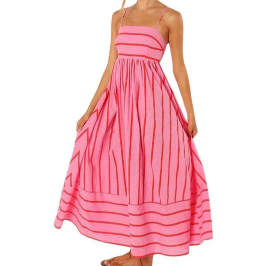 🌞🔥Langes, fließendes Swing-Kleid mit Spaghettiträgern und Cut-outs