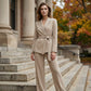 ✨🔥Eleganter Damen Hosenanzug: Blazer mit Bindegürtel und Hose mit weitem Bein💞