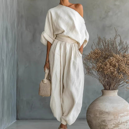 💖Asymmetrisches One-Shoulder-Oberteil und Hose für Damen
