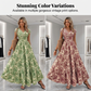 🌸Damen Maxikleid mit V-Ausschnitt, Blumenmuster und geraffter Taille