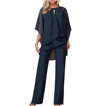 🔥Solange der Vorrat reicht 50 % Rabatt!🎉Eleganter Zweiteiler: Bluse mit asymmetrischem Saum & weite Hose