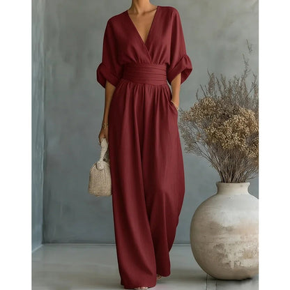 💖Elegant V-Neck Wide-Leg Jumpsuit
