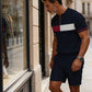 Herren-Hemd-und-Shorts-Set mit Viertelreißverschluss