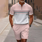 Herren-Hemd-und-Shorts-Set mit Viertelreißverschluss