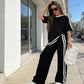 Set aus gestreiftem Oberteil und Hose mit weitem Bein für Damen