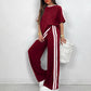 Set aus gestreiftem Oberteil und Hose mit weitem Bein für Damen