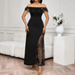💖Maxikleid für Damen mit Pailletten-Patchwork und Schlitz