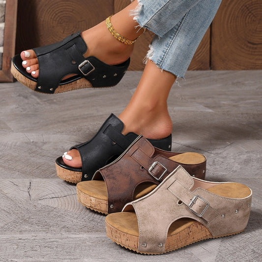 👡 50 % Rabatt! 🌞 Sandalen mit Keilabsatz für Damen – gepolsterte, leichte und bequeme Sohlen, rutschfest ✨