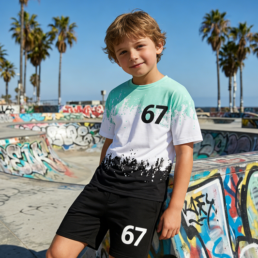 ⏳Begrenzte Zeit 50% Rabatt💥3D-Print-T-Shirt- & Shorts-Set für Jungen