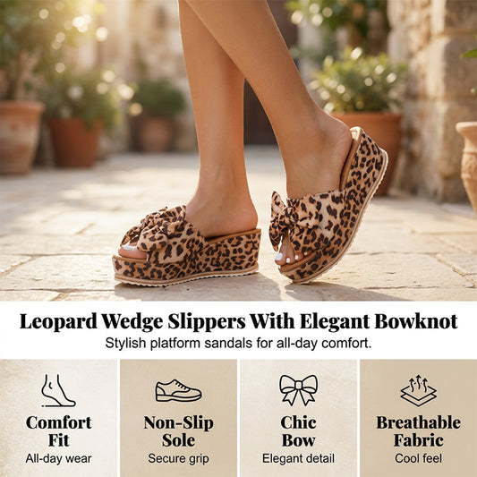 👡🐆 50% RABATT! Damen-Plateausandalen mit Leopardenmuster und Schleife – Wild, stylisch & perfekt für auffällige Looks 💫