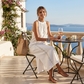 👗 50 % RABATT AKTUELL! ✨ Lässiges Leinen-Optik Kleid – Trägerlos mit Spitze, Seitenschlitze, elegant für Stadt & Café 🌿