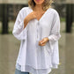 👚 50% RABATT! ✨ Doppelschichtige Weiche Oberteile mit V-Ausschnitt-Reißverschluss & 3/4-Ärmeln – Elegant, Bequem & Perfekt Für Den Alltag 🌸