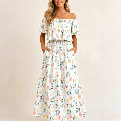 Boho-Off-Shoulder-Maxikleid mit Schlitz – lässig & feminin für den Alltag🌊☀️