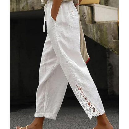 ✨🔥Damenhose mit Spitzenbesatz und Kordelzug