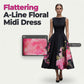 Elegantes, ärmelloses Midikleid in A-Linie mit Blumenmuster