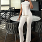 👗 JETZT 50 % RABATT! 🌸 Elegantes 2-teiliges Set aus Oberteil mit Stehkragen und Hose mit weitem Bein – gerippte Struktur, fließende Silhouette und vielseitiger Stil ✨