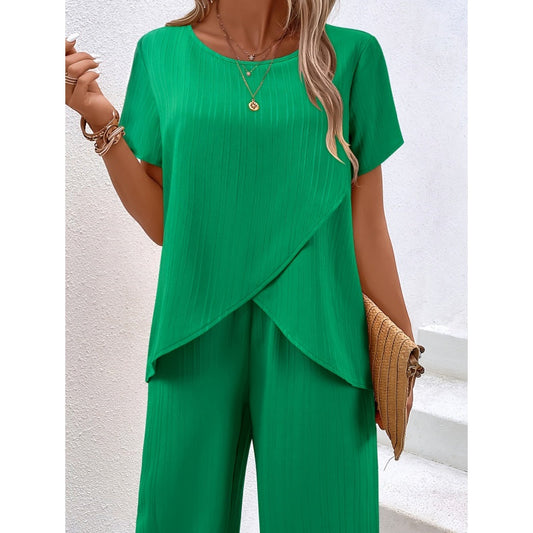 🌺 TOP DEAL ⏰ -50% 💥 Damen 2-teiliges Set – asymmetrisches Design & Wide-Leg Hose 👗 elegant & modern ✨