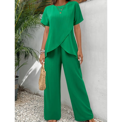 🌺 TOP DEAL ⏰ -50% 💥 Damen 2-teiliges Set – asymmetrisches Design & Wide-Leg Hose 👗 elegant & modern ✨