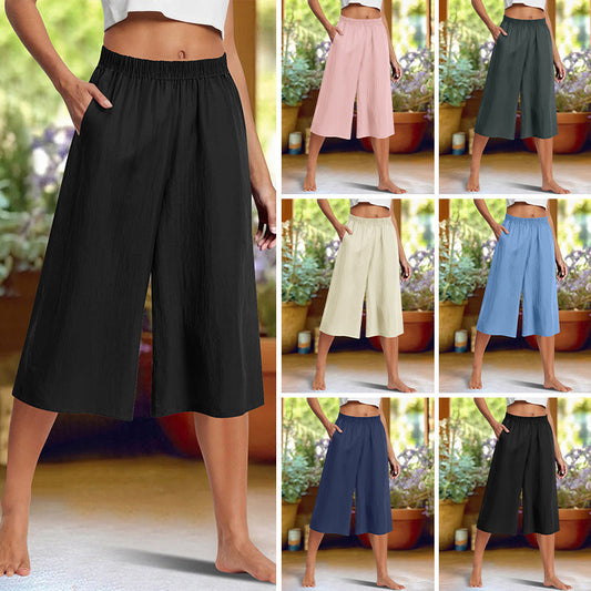 ⏰🔥 NUR KURZE ZEIT: -50% 💥 Lässige 3/4-Hose mit weitem Bein 👖 einfarbig, bequem & stilvoll-elegant ✨