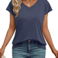Lässiges Damen-T-Shirt mit V-Ausschnitt und kurzen Ärmeln