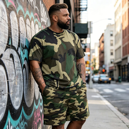 👕 50% RABATT!  Herren Camouflage-Print T-Shirt & Shorts Set – Baumwollmischgewebe, bequeme Passform & perfekt für Outdoor, Sport oder lässige Sommertage 🩳