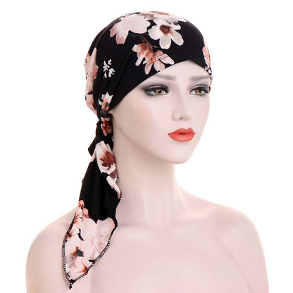 👒 NUR FÜR KURZE ZEIT: 50 % RABATT! ✨ Vorgefertigter Turban für Damen mit Blumenmuster – weich, elastisch, vielseitig 🌸
