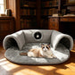 🐱 Plüsch-Katzenbett mit Tunnel 🛤️｜2-in-1 Katzenhaus