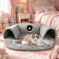 🐱 Plüsch-Katzenbett mit Tunnel 🛤️｜2-in-1 Katzenhaus