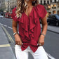 Elegante Rüschen-V-Ausschnitt-Bluse