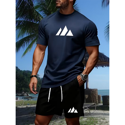 🔥Solange der Vorrat reicht 50 % Rabatt!🎉Herren Kurzarm-T-Shirt & Shorts-Set mit Kordelzug