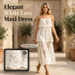 👗 50% RABATT! ✨ Elegantes Weißes Spitzen-Maxikleid mit Spaghettiträgern – Blumenspitze, Rüschensilhouette & Atmungsaktiver Stoff – Perfekt für Hochzeiten und Sommerabende 🌸💍