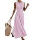 ⏳Zeitlich begrenztes Angebot: 50 % Rabatt⏰ Damen Ärmelloses Gestreiftes Maxikleid🎀👗