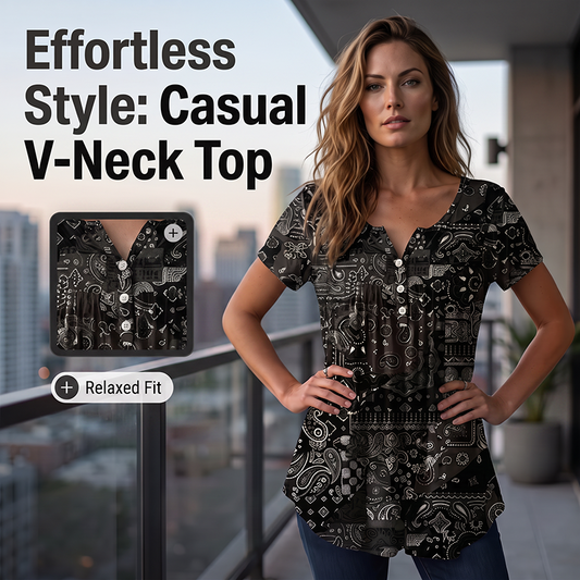 🔥🎁Neu 50% RABATT🔥 Lässiges V-Ausschnitt-T-Shirt für Damen