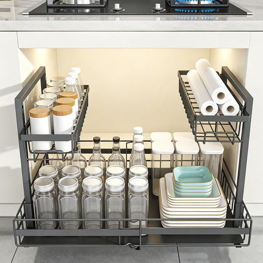 🛍️ 50 % Rabatt – Ausziehbares Küchenregal – gleitende Schublade, platzsparend & vielseitig für Schränke, Speisekammer & Arbeitsplatten 🍳