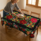 🌺 50% RABATT! 🌸 Mexikanische Tischdecke mit Blumenmuster & Wellenrand – Farbenfroh, robust & vielseitig – Perfekt für festliche Anlässe & den Alltag ✨