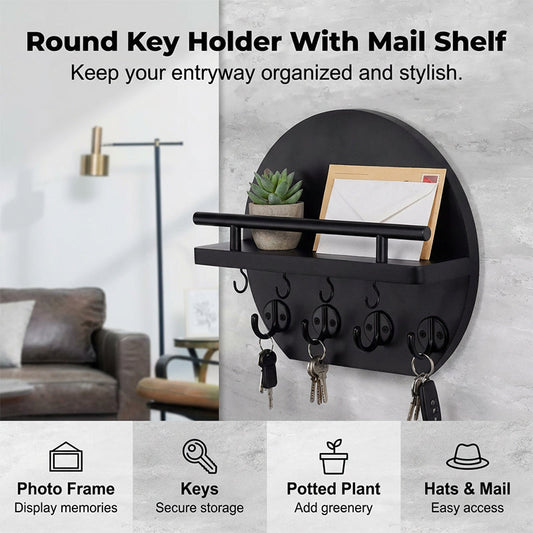 🏠 50% OFF NOW! 🔑 Wall Mount Key Holder with Shelf & Hooks – Space-saving, sturdy & easy install – Organize keys & mail at your entryway ✨